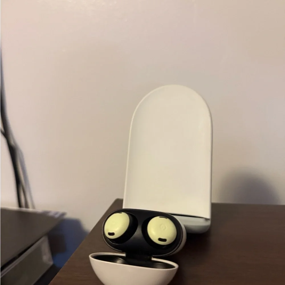 Lemongrass Google Pixel Earbuds and Charging Stand